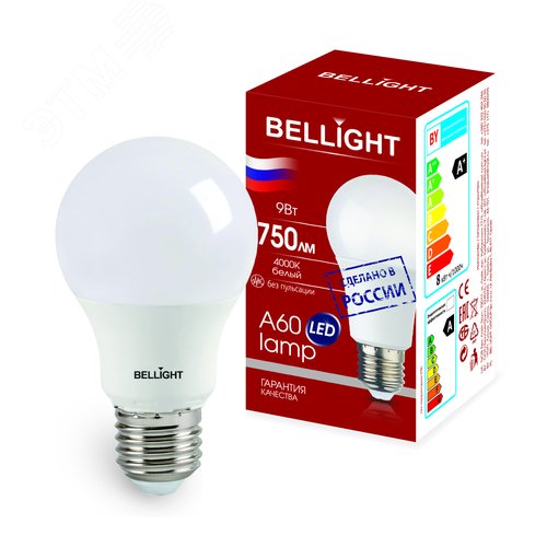 Лампа светодиодная LED A60 220V/9W/E27 750Lm 4000K - фото 2
