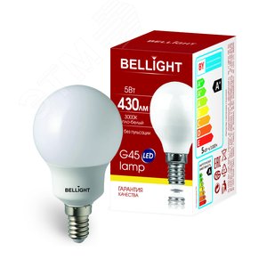 Лампа LED 5Вт 3000K 430Лм E14  Шар Bellight