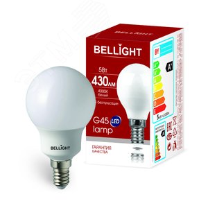 Лампа LED 5Вт 4000K 430Лм E14  Шар Bellight