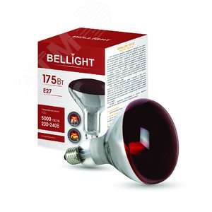 Изображение товара Лампа накаливания инфракрасная зеркальная ИКЗК 175вт 230-240В R125 E27 красн. (шт)