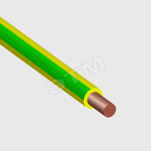 Провод силовой ПУВ1 1х1.5 желто-зеленый однопроволочный ТРТС АЛЬФАКАБЕЛЬ