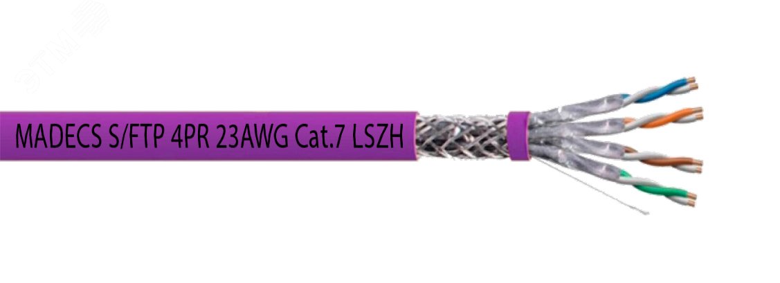 Изображение товара Витая пара S/FTP 4PR 23AWG Cat.7 LSZH(LSOH) экранированная с ограниченным выделением дыма(DCM Test Report) Польша (м)