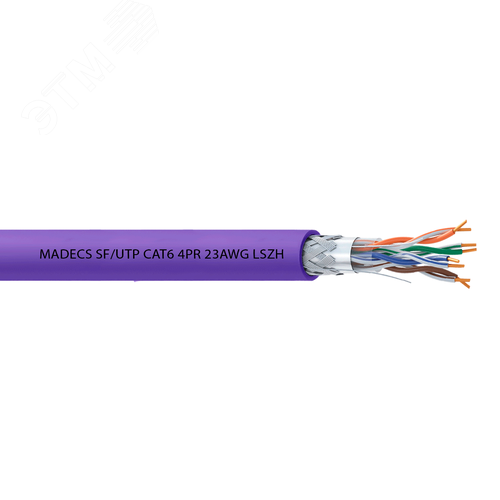Изображение товара Витая пара SF/UTP CAT6 4PR 23AWG LSZH(LSOH) экранированная с ограниченным выделением дыма(DCM Test Report) Польша ЕКС (м)