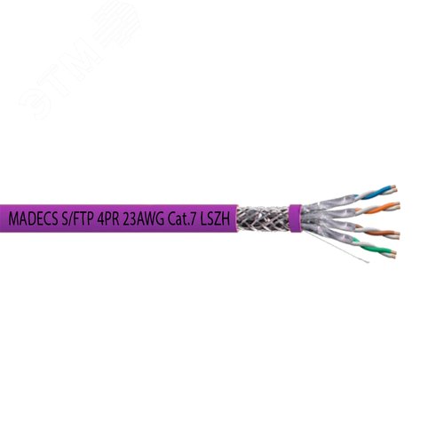 Изображение товара Витая пара S/FTP 4PR 23AWG Cat.7 LSZH(LSOH) экранированная с ограниченным выделением дыма(DCM Test Report) Польша (м)