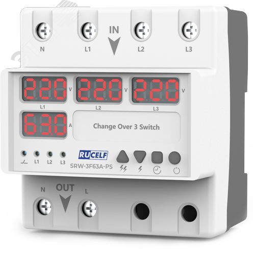 Изображение товара Реле напряжения с выбором фаз 3в1 с автоматическим переключателем (шт)