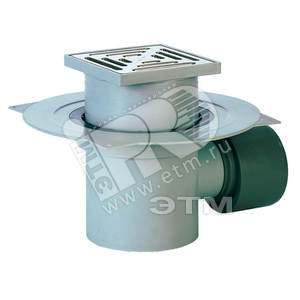 Изображение товара Трап горизонтальный 72.1N для подвальных помещений с решеткой из нержавеющей стали в подрамнике из ПП 150х150 мм и высотой гидрозатвора 60мм Q=1.5 л/с, DN 110 (шт)