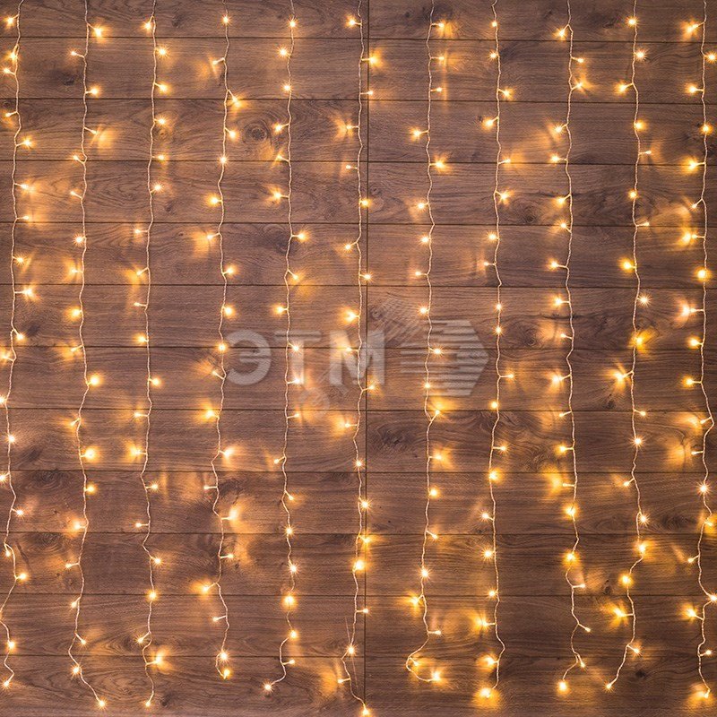 Гирлянда светодиодный Дождь 2x3 м, свечение с динамикой, прозрачный провод, 230 В, тёплый белый 235-066 Neon-Night