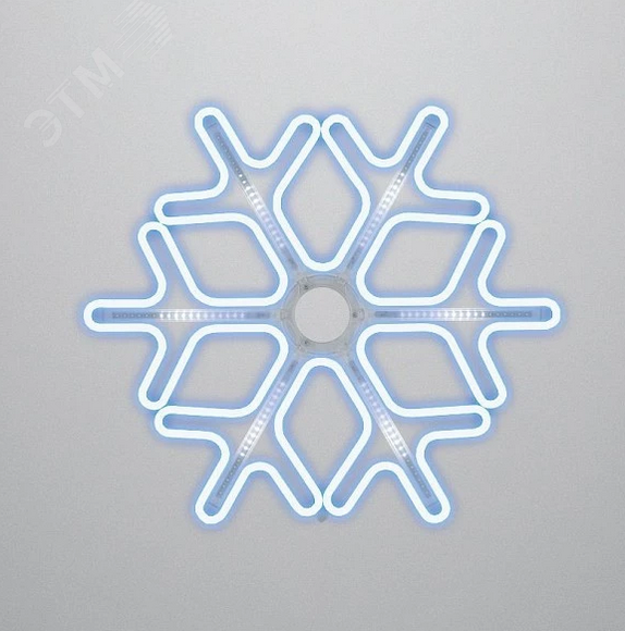 Изображение товара Фигура Снежинка из гибкого неона 60х60 см с эффектом тающих сосулек синяя белая уличная