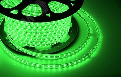 Лента профессиональная LED герметичная в силиконовой оболочке 220В 10х7мм IP65 SMD 3528 60 диодов/метр зеленый (бухта 100м) 142-604 Neon-Night