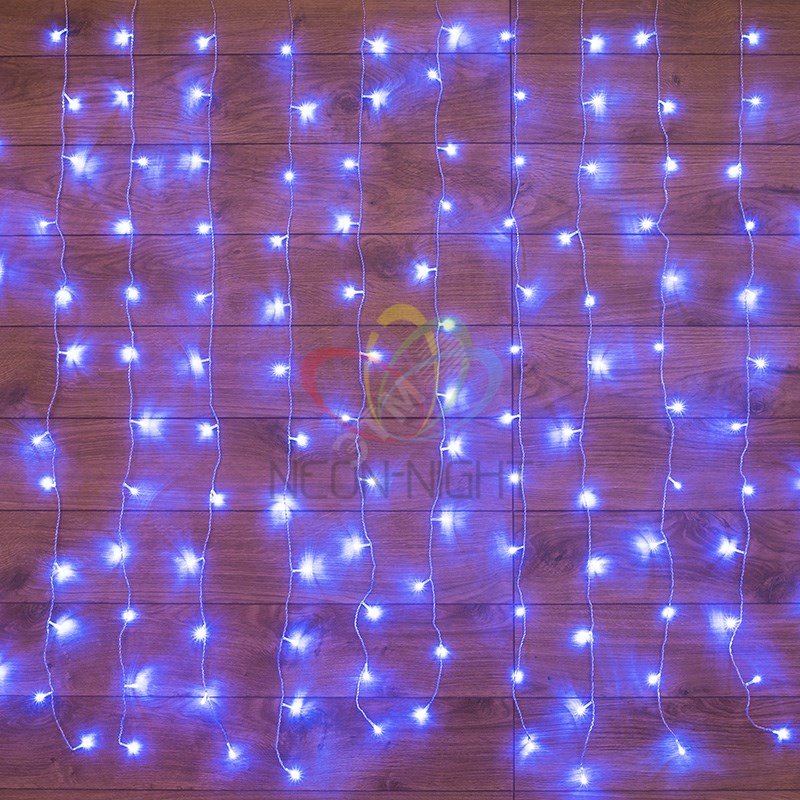 Гирлянда светодиодный Дождь 1,5х1,5 м, свечение с динамикой, прозрачный провод, 230 В, диоды синие 235-033 Neon-Night