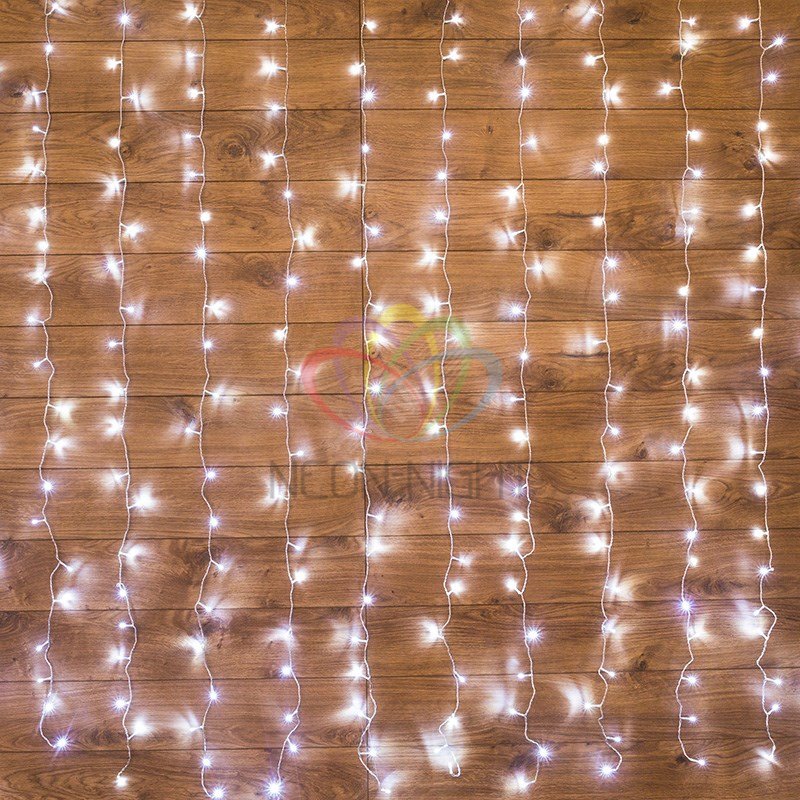 Гирлянда светодиодная Дождь 1.5х1.5 м 144 LED, прозрачный ПВХ, с контроллером, холодное белое свечение 235-035 Neon-Night