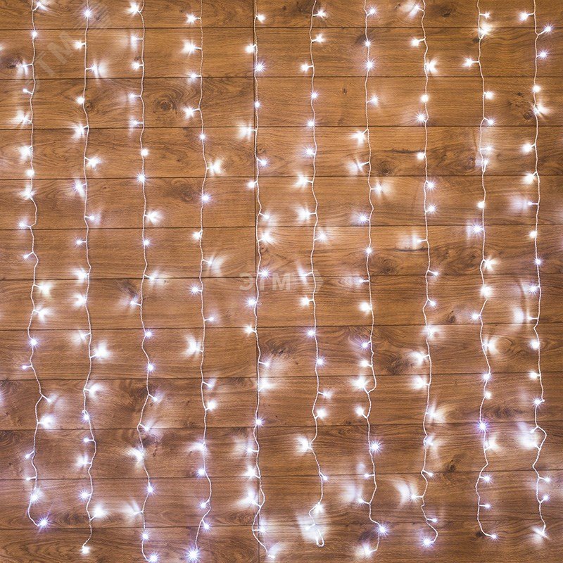 Гирлянда светодиодный Дождь 2х3 м, свечение с динамикой, прозрачный провод, 230 В, белый 235-065 Neon-Night