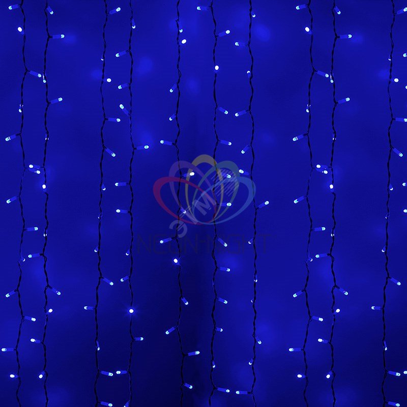 Гирлянда светодиодный Дождь 2х1,5 м, постоянное свечение, белый провод, 230 В, диоды синие 235-113 Neon-Night