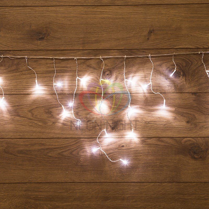 Гирлянда Айсикл Бахрома светодиодный, 1,8 х 0,5 м, прозрачный провод, 230 В, диоды белые 255-015 Neon-Night