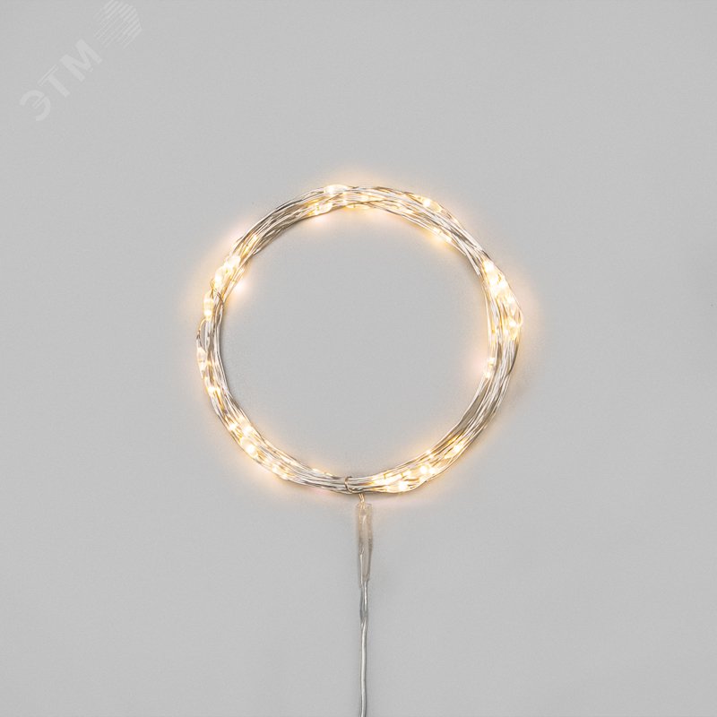 Изображение товара Гирлянда светодиодная Роса 5м 50 LED ТЕПЛЫЙ БЕЛЫЙ IP20 2хАА (в комплект не входят) (шт)