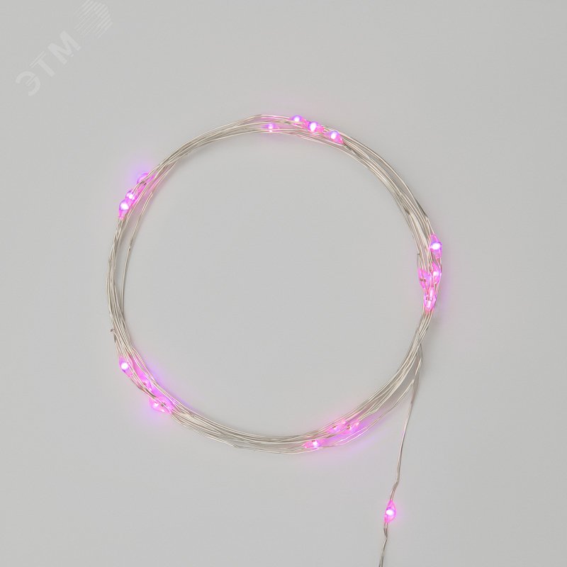 Изображение товара Гирлянда Роса 2 м 20 диодов розовый серебристый IP20 батарейка безопасная