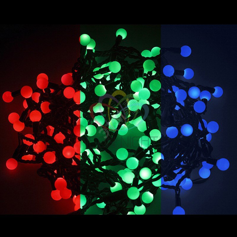 Гирлянда Мультишарики 23 мм, 10 м, черный ПВХ, 80 диодов, RGB 303-519 Neon-Night