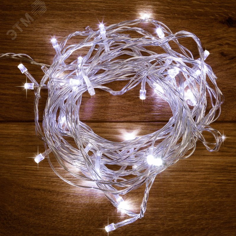 Изображение товара Гирлянда светодиодная универсальная 100 LED белый 10 м, прозрачный ПВХ, с контроллером (шт) Изображение товара Гирлянда светодиодная универсальная 100 LED белый 10 м, прозрачный ПВХ, с контроллером (шт)