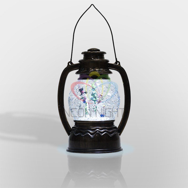 Фонарь декоративный с эффектом Снегопада и подсветкой Снеговики, белый 501-061 Neon-Night