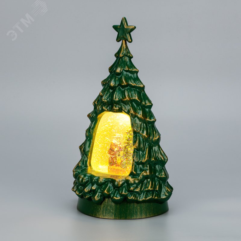 Изображение товара Декоративный новогодний светильник елка с подсветкой и конфетти USB батарейки