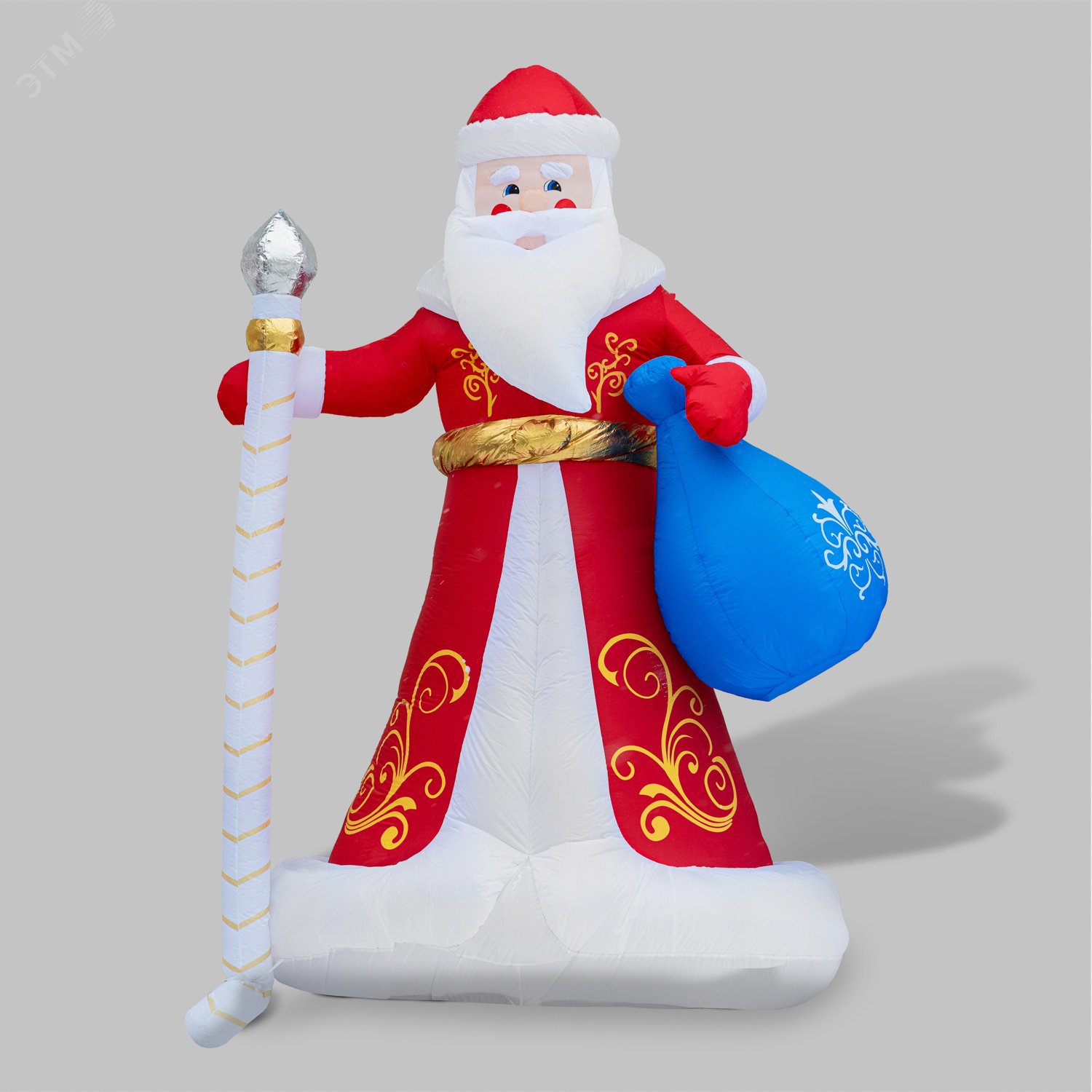 Изображение товара Фигура 3D Дед Мороз с подарками надувная, размер 300см, внутренняя подсветка 12LED, компрессор с адаптером 12в, IP44 (шт)