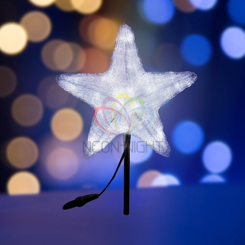 Фигура акриловая светодиодная Звезда 50 см, со съемной трубой и кольцом для подвеса,160 светодиодов, белая 513-455 Neon-Night