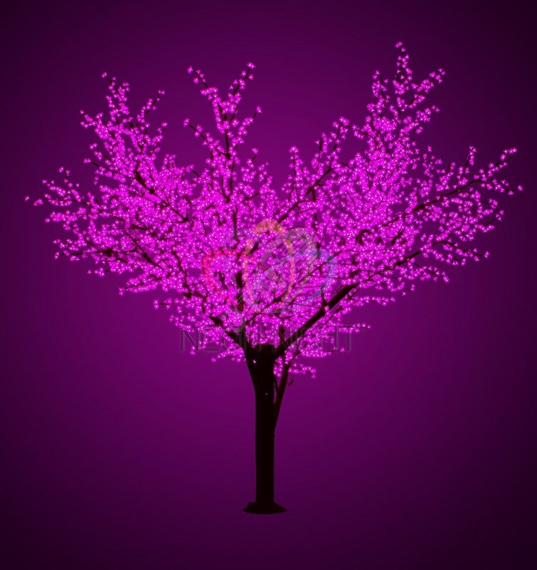 Дерево светодиодное Сакура, высота 3,6 м, крона 3,0 м, фиолетовые светодиоды, IP 65, понижающий трансформатор в комплекте 531-216 Neon-Night