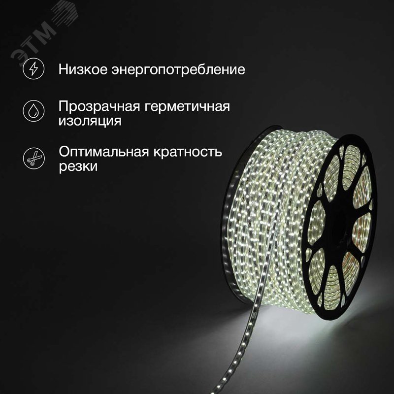 Лента LED уличная герметичная в силиконовой оболочке 220В 13х8мм IP67 SMd5050 60 диодов/метр белый (бухта 50м) 142-105 Neon-Night - превью 3