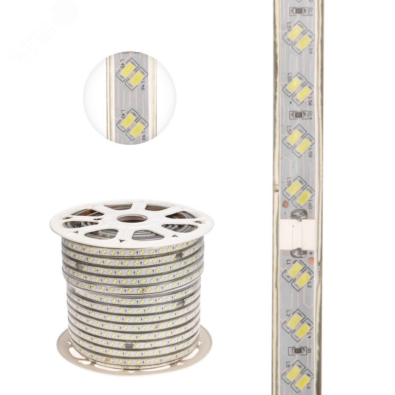 Изображение товара Лента LED 220В, 6.5x17мм, IP67, SMD 5730, 120 LED/м, белый, 100м (м)
