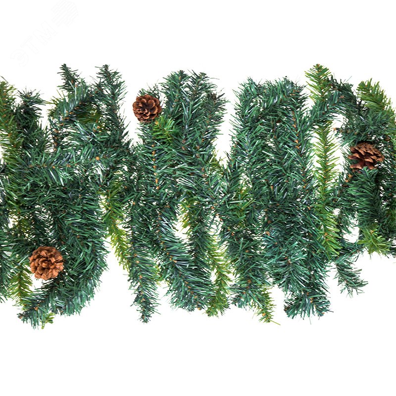 Изображение товара Еловый шлейф гирлянда 2,7 м с шишками для новогоднего декора уличных и внутренних помещений