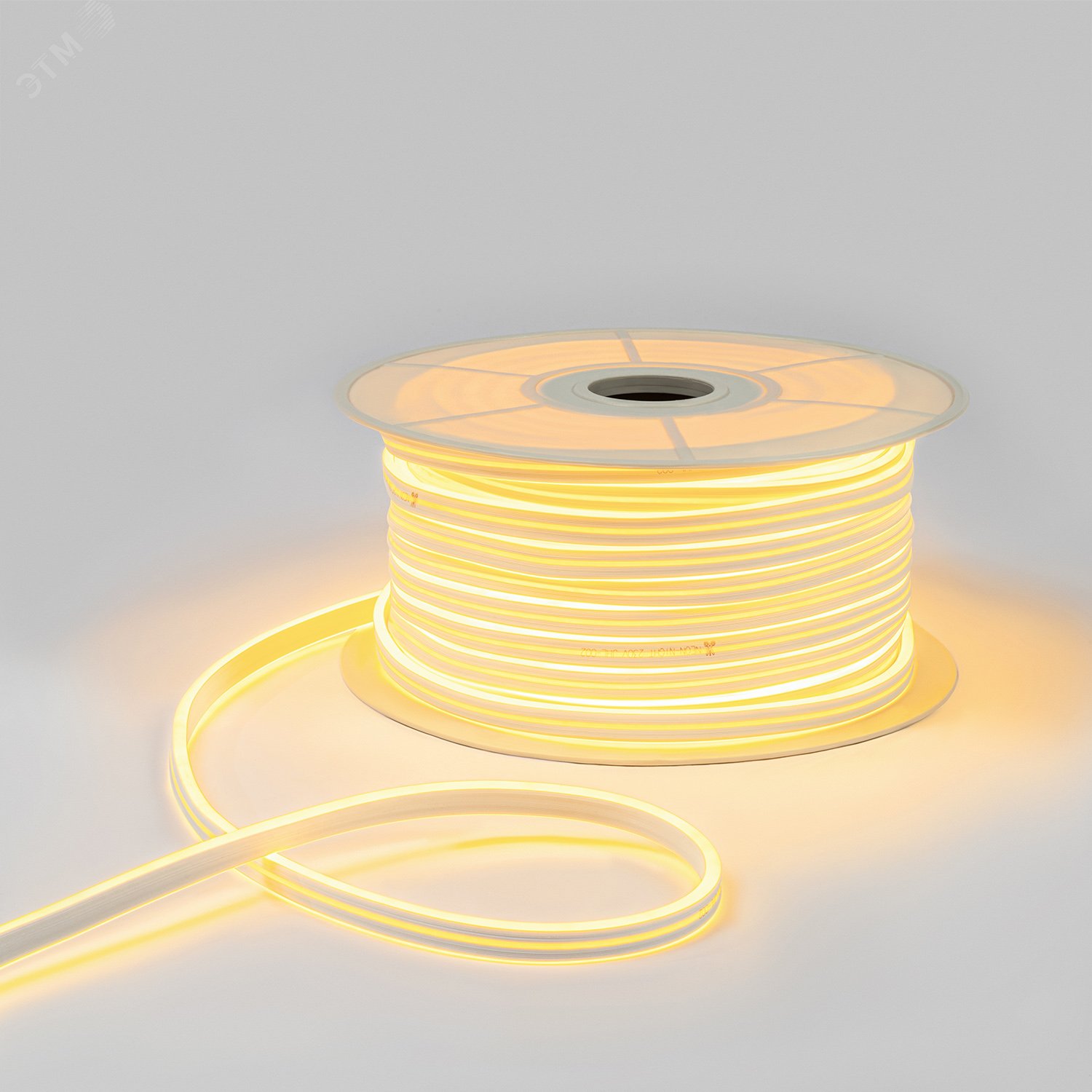 Изображение товара Гибкий неон 8х16мм двухсторонний 120 LED/м ТЕПЛЫЙ БЕЛЫЙ 230В бухта 100м (с комплектом подключения) (шт)