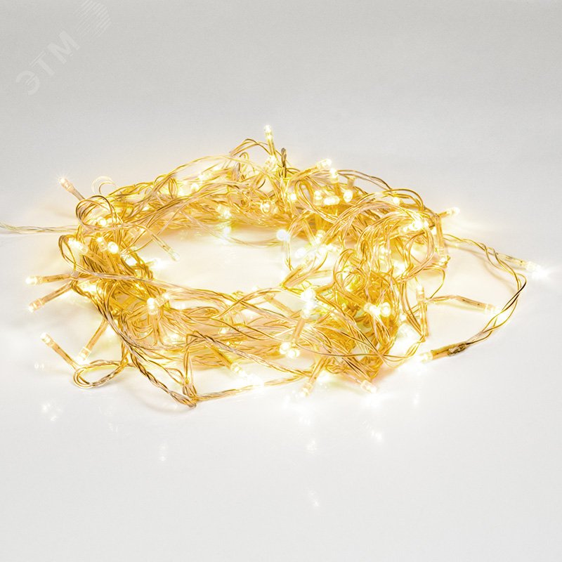 Изображение товара Гирлянда светодиодная универсальная 100 LED тёплый белый 10 м, прозрачный ПВХ, с контроллером (шт) Изображение товара Гирлянда светодиодная универсальная 100 LED тёплый белый 10 м, прозрачный ПВХ, с контроллером (шт)