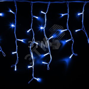 Гирлянда Айсикл Бахрома светодиодный, 4,0 х 0,6 м, белый провод каучук, 230 В, диоды синие, 128 LED