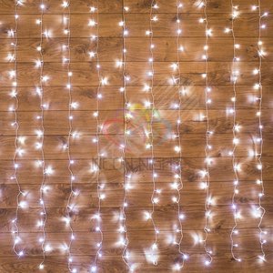 Гирлянда светодиодный Дождь 1,5х1 м, свечение с динамикой, прозрачный провод, 230 В, диоды белые 235-025 Neon-Night