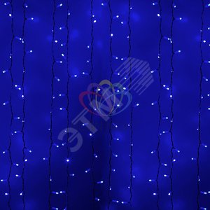 Гирлянда светодиодный Дождь 2х1,5 м, постоянное свечение, белый провод, 230 В, диоды синие