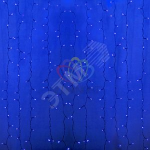 Гирлянда светодиодный Дождь 2х3 м, постоянное свечение, прозрачный провод, 230 В, диоды синие