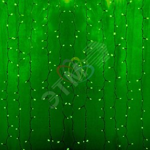 Гирлянда светодиодный Дождь 2х3 м, постоянное свечение, прозрачный провод, 230 В, диоды зелёные