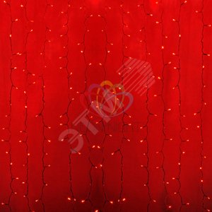 Гирлянда светодиодный Дождь 2х1,5 м, постоянное свечение, прозрачный провод, 230 В, диоды красные