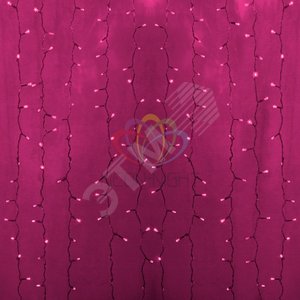 Гирлянда светодиодный Дождь 2х1,5 м, постоянное свечение, прозрачный провод, 230 В, диоды розовые