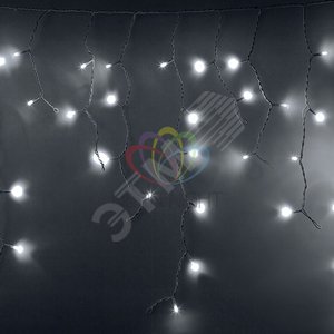 Гирлянда Айсикл Бахрома светодиодный, 2,4 х 0,6 м, белый провод, 230 В, диоды белые, 76 LED