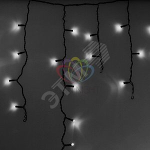 Гирлянда Айсикл Бахрома светодиодный, 4,8 х 0,6 м, черный провод, 230 В, диоды белые, 176 LED