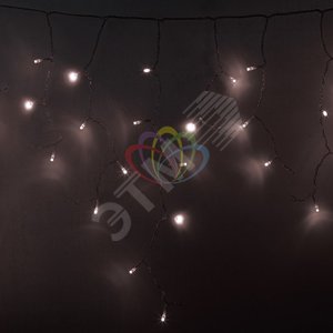 Гирлянда Айсикл Бахрома светодиодный, 4,8 х 0,6 м, прозрачный провод, диоды тёплый белый, 176 LED