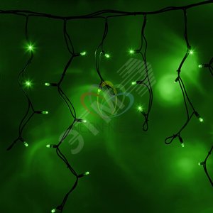 Гирлянда Айсикл Бахрома светодиодный, 5,6 х 0,9 м, черный провод каучук, 230 В, диоды зелёные, 240 LED