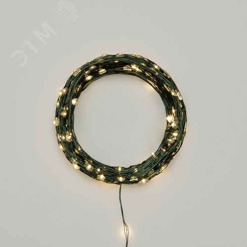 Изображение товара Гирлянда светодиодная Роса с контроллером 20 м 200 LED теплый белый IP20 230 В зеленый провод (шт)