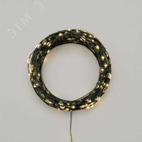 Изображение товара Гирлянда светодиодная Роса с контроллером 50 м, 500LED, теплый белый, IP20, 230 В, зеленый провод (шт)