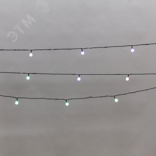 Изображение товара Гирлянда светодиодная Шарики 5 м 20LED IP20 зеленый провод свечение мульти RG/RB мигание 230 В (шт)