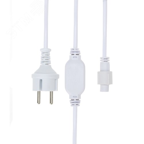 Изображение товара Шнур питания для гирлянды Дюраплей 4 А, подключение до 200 м, белый каучук, 230 В (шт)