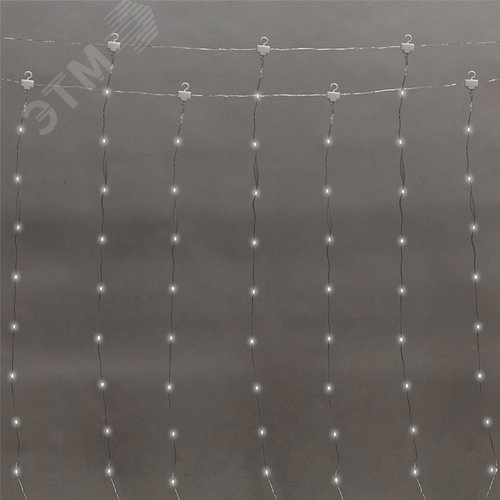 Изображение товара Гирлянда Светодиодный дождь из росы 3х3 м белый USB + пульт управления с крючками для крепления (шт)