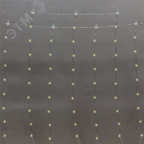 Изображение товара Гирлянда Светодиодный дождь из росы 3х3 м теплый белый USB + пульт управления с крючками для крепления (шт)