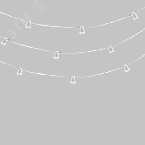 Изображение товара Гирлянда Белт-Лайт 2 жилы, 50м, шаг 40см, 125 патронов E27, IP65, белый круглый провод ПВХ (м)